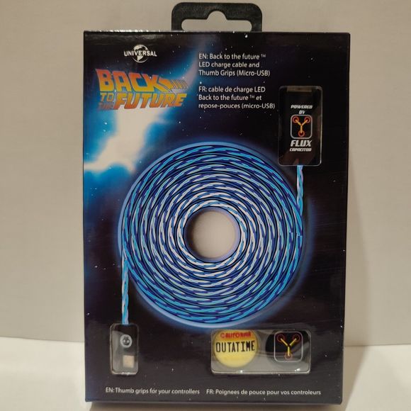 Back To The Future LED Micro USB Cable & Controller Thumb Grips For PS4 XBox One - Picture 1 of 6
